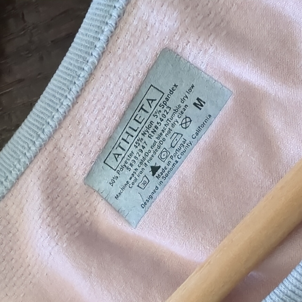 ATHLETA I Pink & Grey Color Block Fast Track Short Sleeve Athletic Tee Top, M - Picture 11 of 14